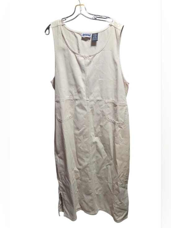 Erika Dresses & Skirts - Vintage Erika 80s Tradwife Cottagecore Jumper Khaki Tan Cotton Dress Size 2XL